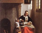 皮特尔 德 胡格 : Woman Peeling Apples